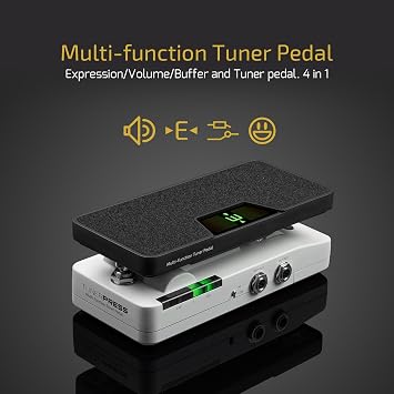 HOTONE Multi-function 4 in 1 Switchable Volume & Expression Pedal with Buffer switch and Visible Tuner SP-30T(Included 1 PCS Additional 15 CM TS Cable By VOLKTONE)