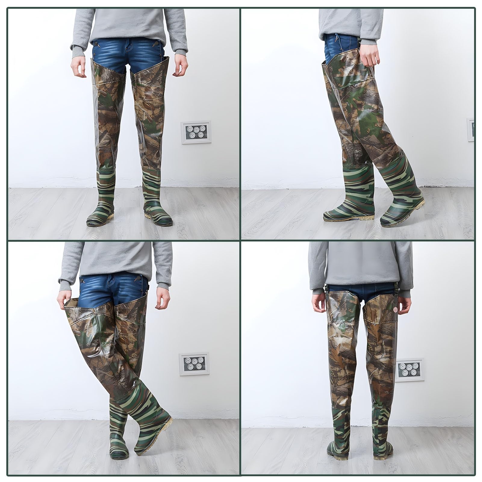 Waders hip Camo Fishing Wader 80cm, Stivali da Pesca Impermeabili Leggeri Fatti Per Durare, Per La Caccia in Paludi E Laghi