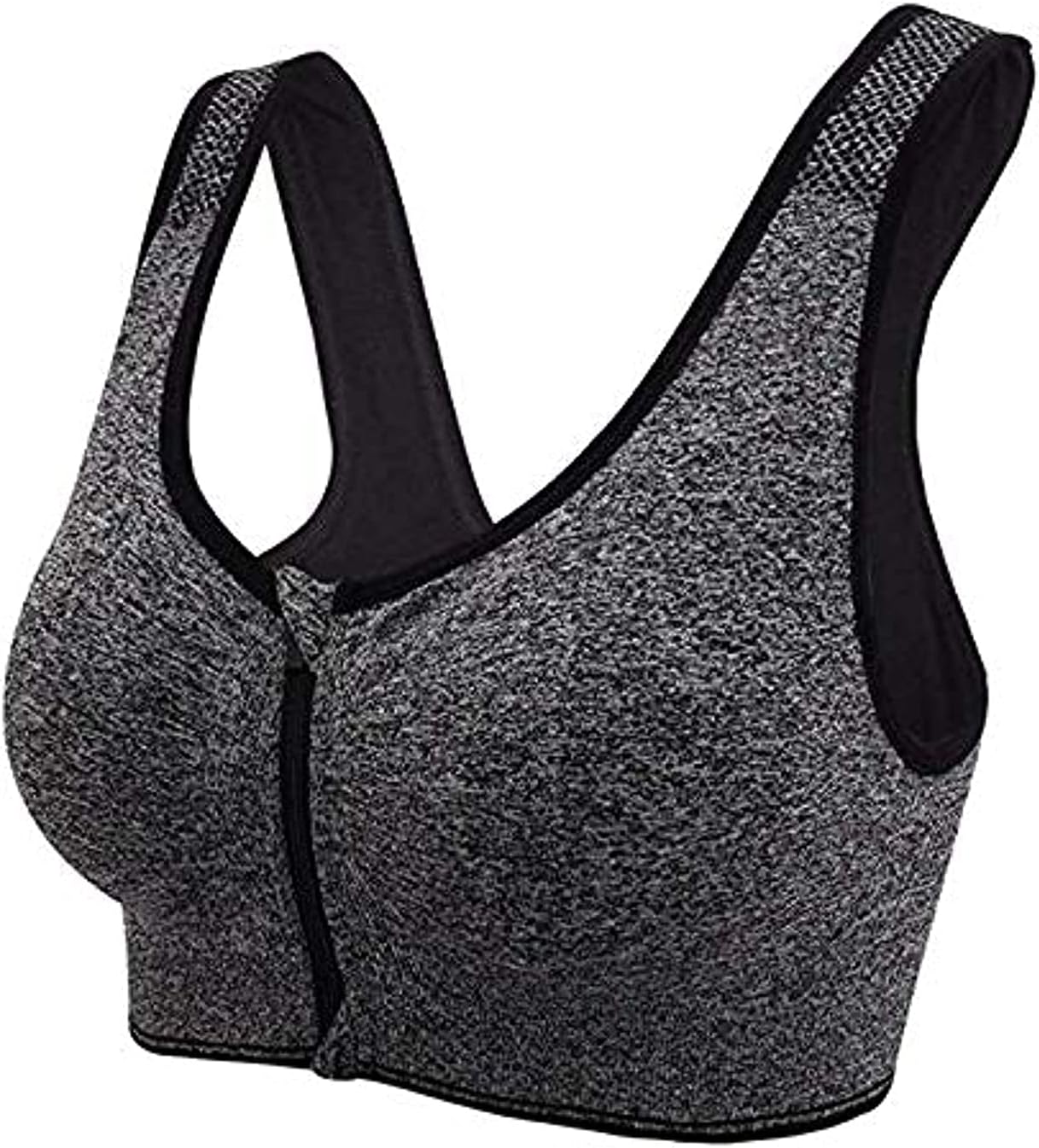 OtherWomen's Zip Front Sports Bra Active Yoga Girl Sports Bras with Adjustable Strap for Yoga Running,Grey,Size M