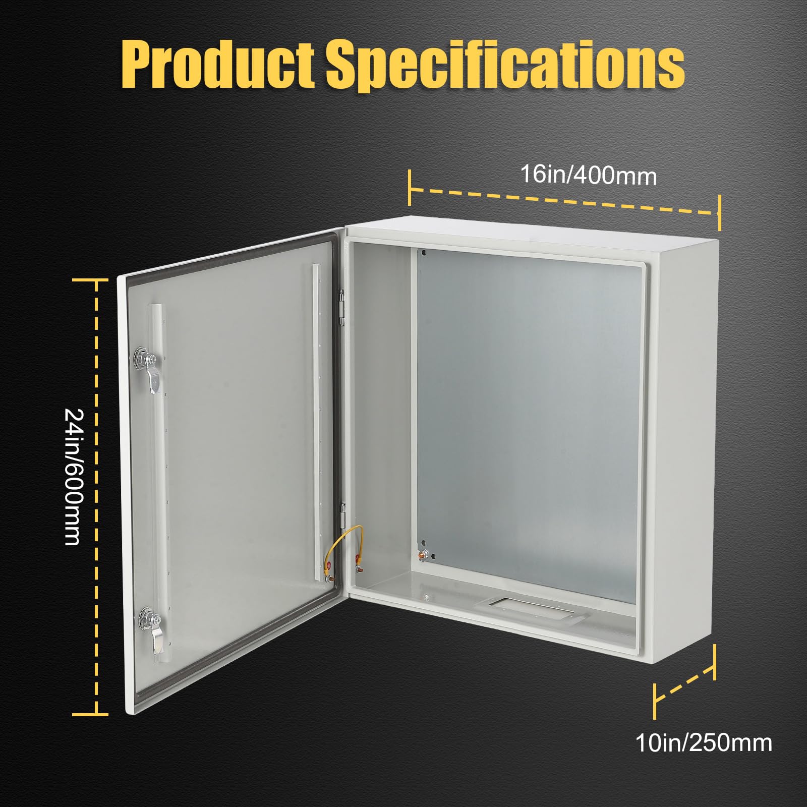 Garvee Boîte électrique métallique NEMA 4X étanche IP66 - Coffret de distribution en acier - Plaque de montage incluse - Utilisation intérieur/extensionérieur - Paroi 1,5mm - Taille 24x16x10