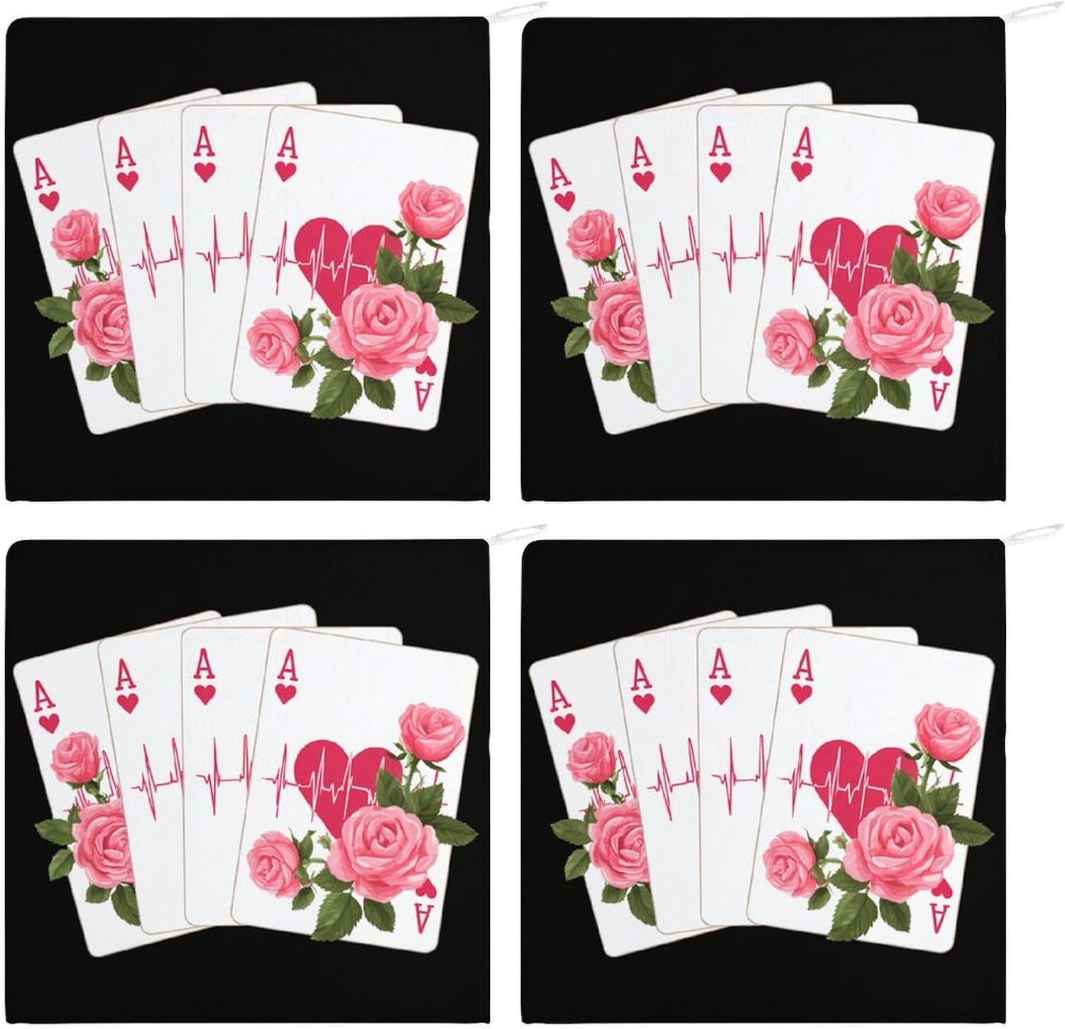 Poker Player Heartbeat Hand Towels for Bathroom Handkerchief | Absorbent,with Hanging Loop,Kitchen Towels,for Home Hotel,Soft