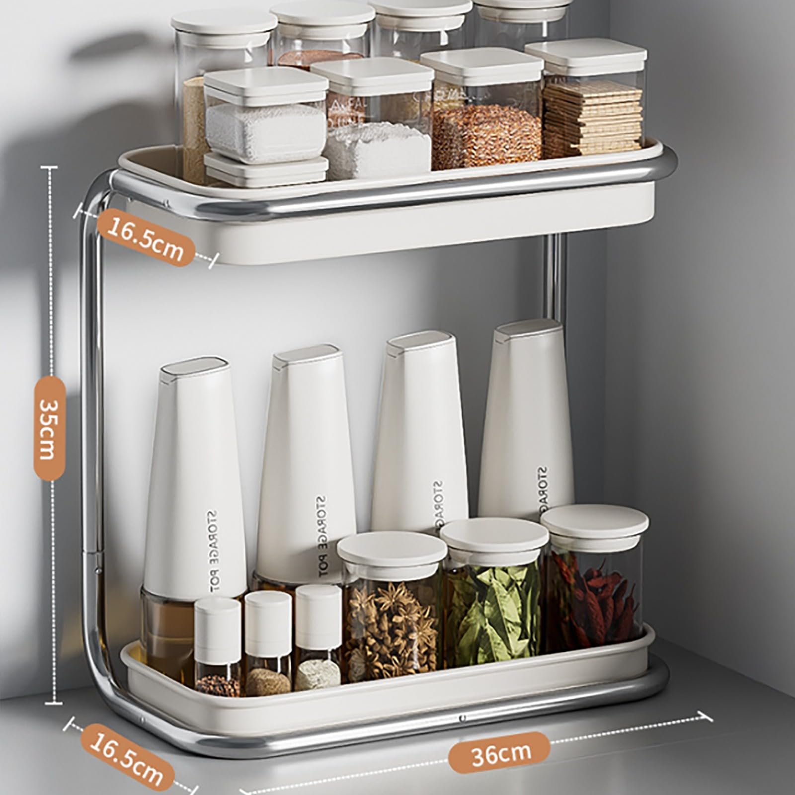 Estante de almacenamiento de 2 capas para armario, encimera, organizador de cajones de especias para baño, cocina, dormitorio, estante de 16,5 cm