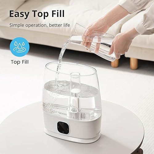 Miniatura 2 de Humidificadores para dormitorio y hogar, humidificador de aire de niebla fría y cálida de 6 L para habitación grande, guardería, 50 horas, fácil de