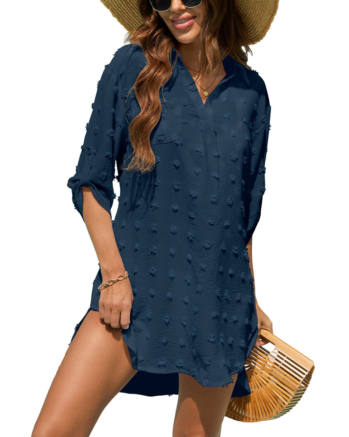 QUCH Swimsuit Coverup for Women Beach Coverup Dresses Bathing Suit Cover Ups for Swimwear Women Swim Shirt