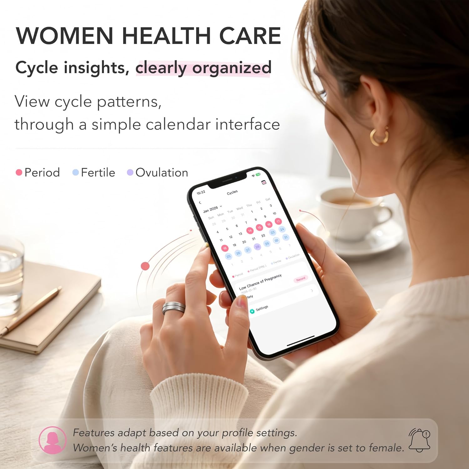 Smart Ring Health & Fitness Tracker for Men and Women, Sleep and Activity Tracking, HRV and Stress, Heart Rate and SPO₂, Women Health Support, BP, 120+ Sports Modes (Matte Silver, 8)
