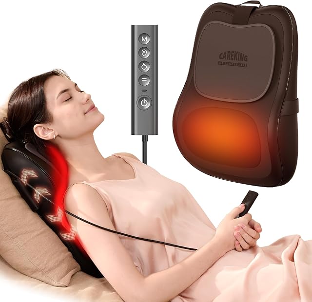 3D Deep Back Massager with 3 Heat Levels– Up & Down Kneading Shiatsu Massager, Electric Lower Back Massage Pillow for Home Use, Office, & Car, Gifts for Women& Men Mom Dad (Brown)