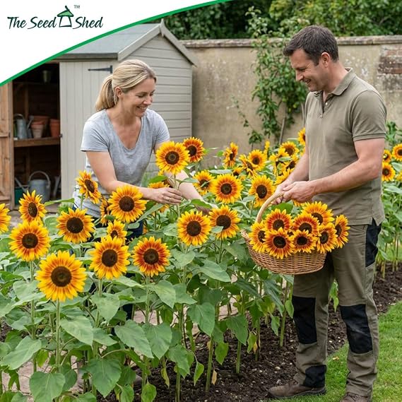 Sunflower Moonwalker Seeds – Multi-Stem Tall Sunflower Variety – Bright Yellow Blooms with Dark Centres – Ideal for Borders & Cut Flowers – Summer Flowering Annual