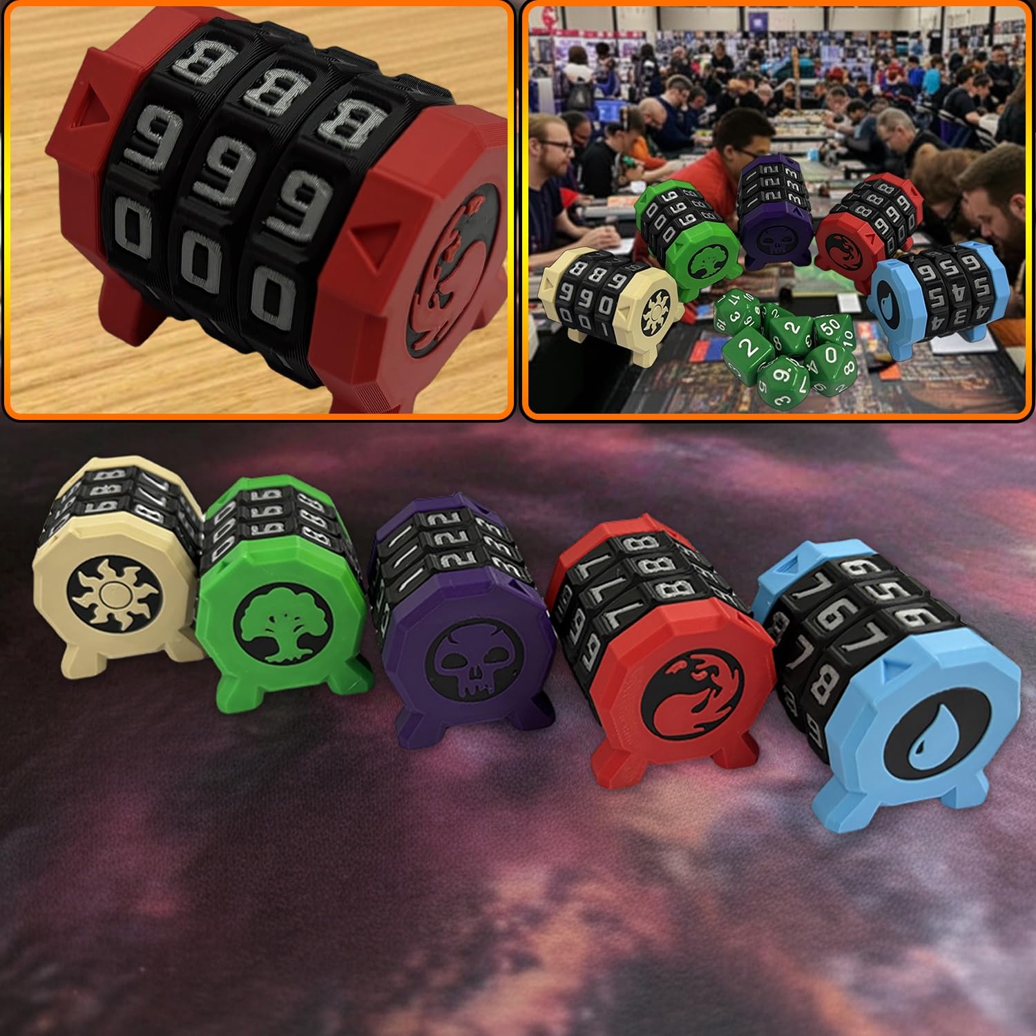 MTG Life Counter 000-999 Compteur de roue, suivi de santé avec symbole crâne, jeu de compteur de vie pour jeu de société, jeux de cartes RPG TGG, Poke, YGO 4,2 x 3,5