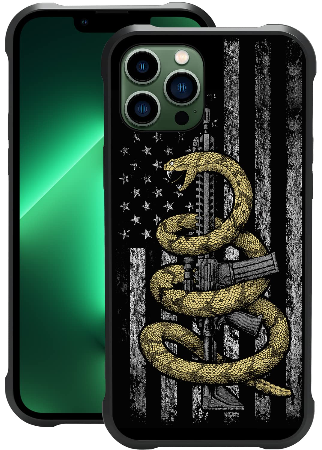 DAHAOGUO iPhone 13 Pro Case,Dont Tread On Me Snake Flag iPhone 13 Pro Cases for Men Boy [Anti-Scratch] Non-Slip+Shockproof Rugged TPU Protective Case for iPhone 13 Pro(6.1inch)