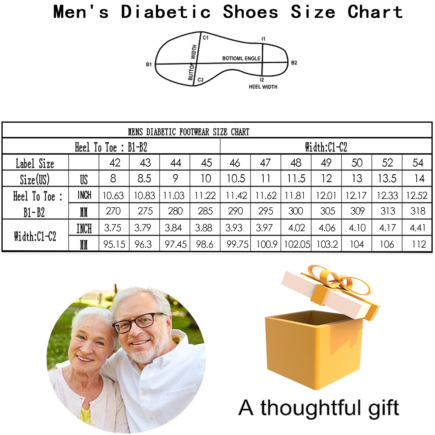 Bequeme, Weite Laufschuhe für Senioren – atmungsaktive Diabetikerschuhe, geschlechtsneutral, sanft zu geschwollenen Knöcheln und Füßen,Grey,52