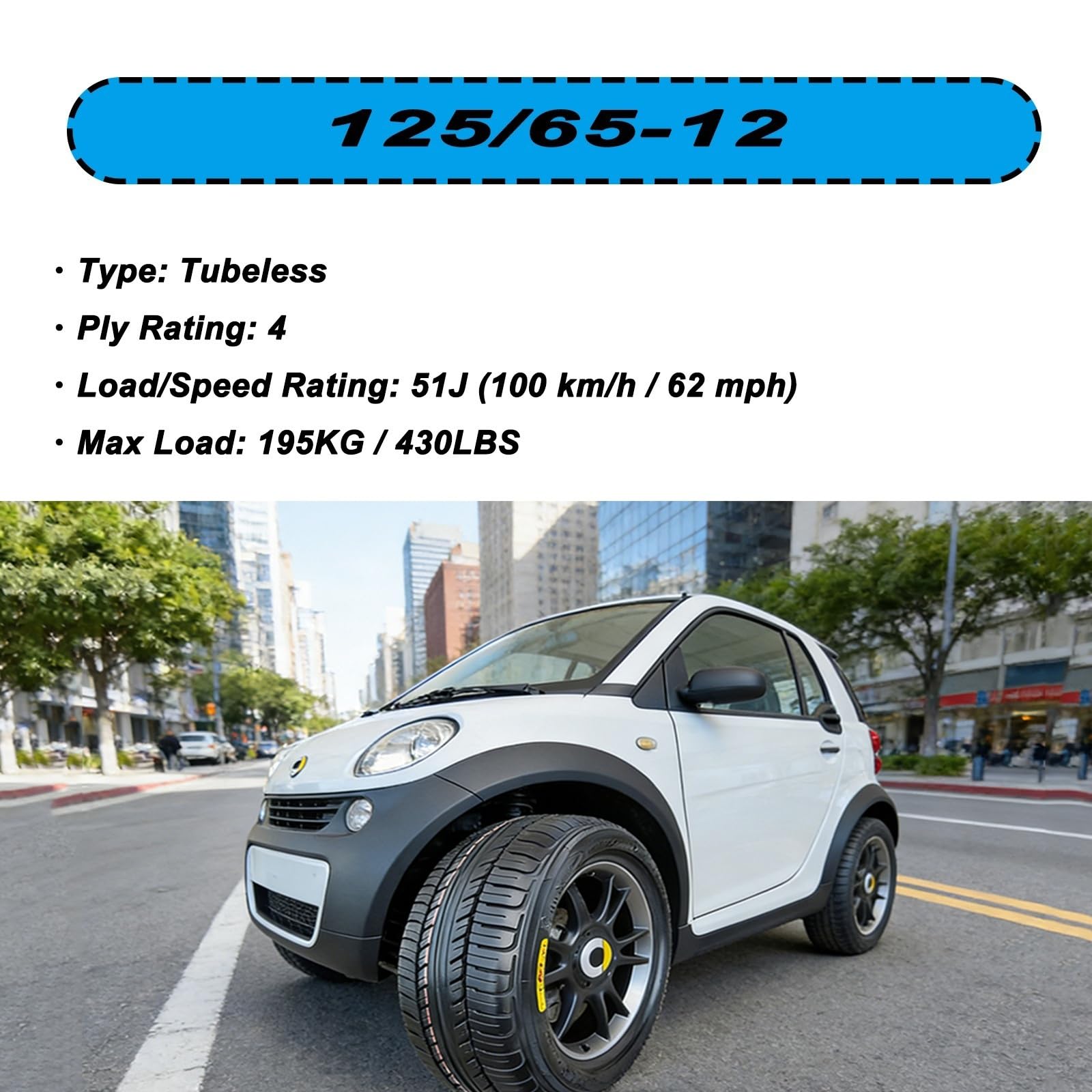 Pneu 125/65-12 51J 4PR