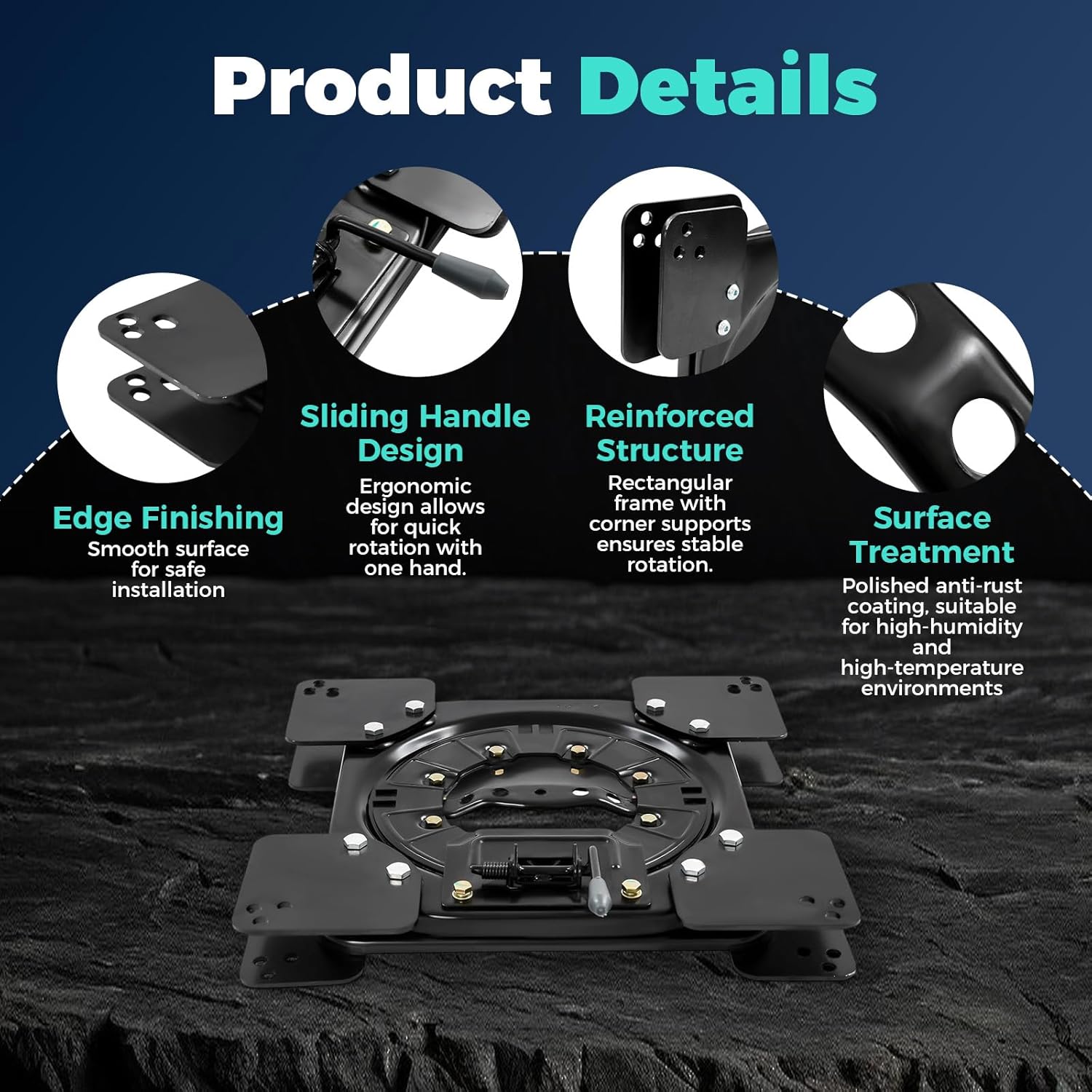 Universal Seat Swivel Base for Ford Transit/Mercedes Sprinter - 360° Rotating, 55mm Thick Steel, Ergonomic Design for Campers & Vans