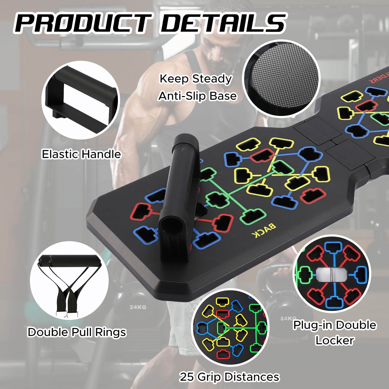 Push up Board 26 in 1, Flessioni Attrezzi, Allenamento Palestra in Casa Gym, Maniglie Antiscivolo & Corda Elastica, Allenamento Muscolare & Della Forza, Piega Portatile,Tavola per Flessioni