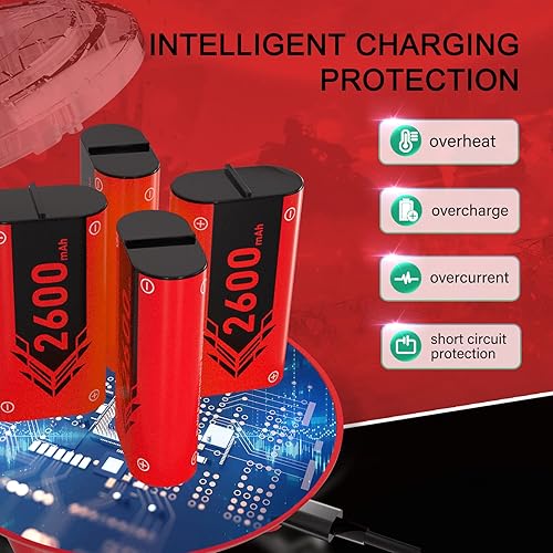 Miniatura 6 de Noiposi Paquete de baterías recargables para control de Xbox One, 4 x 2600 mAh, baterías recargables de alta capacidad con base para Xbox One SX,