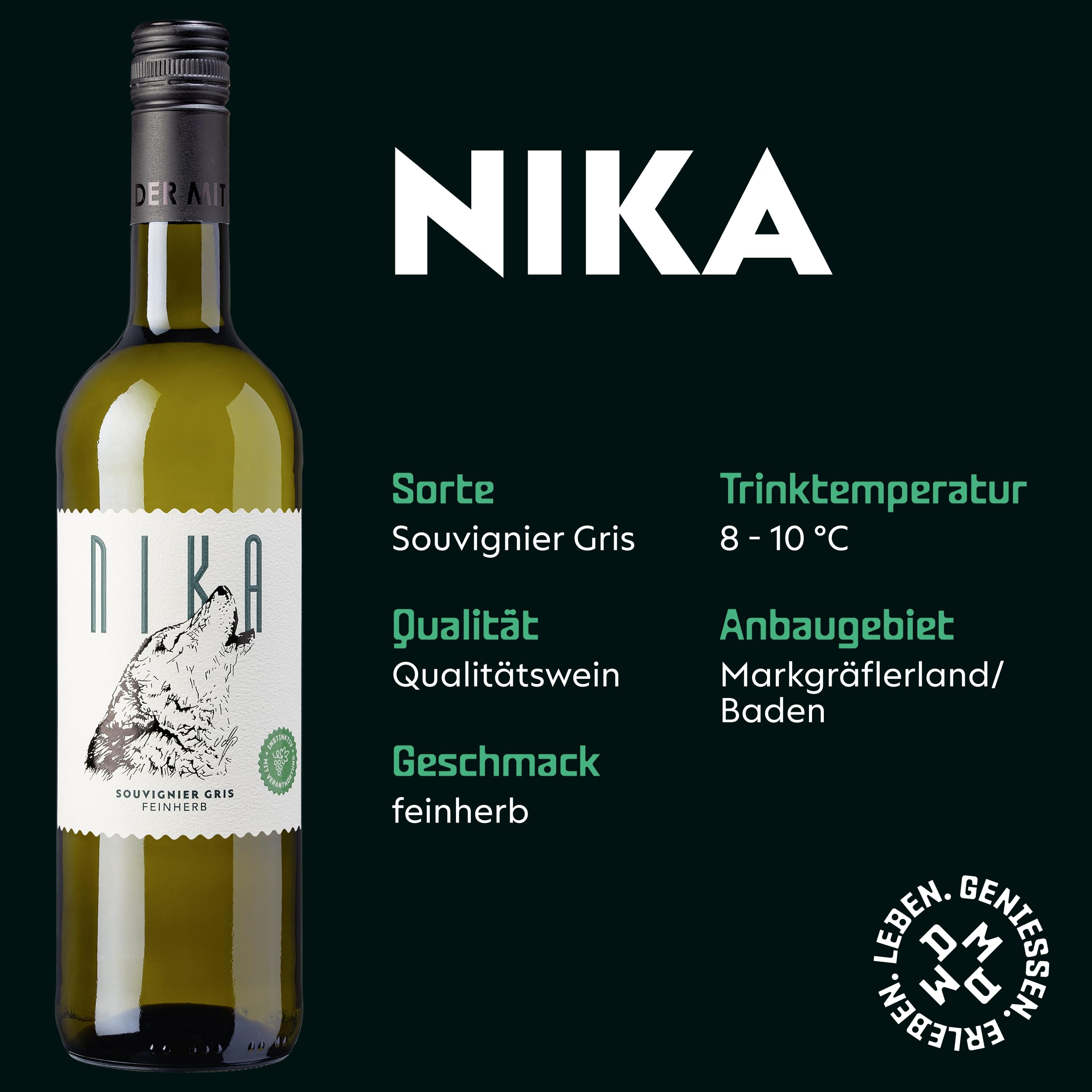 Wolfenweiler Leitwolf Probierpaket Weißwein - 6er Wein-Paket mit KIRA, NIKA, CITO - Weißwein trocken & feinherb aus Baden (6 x 0,75l)