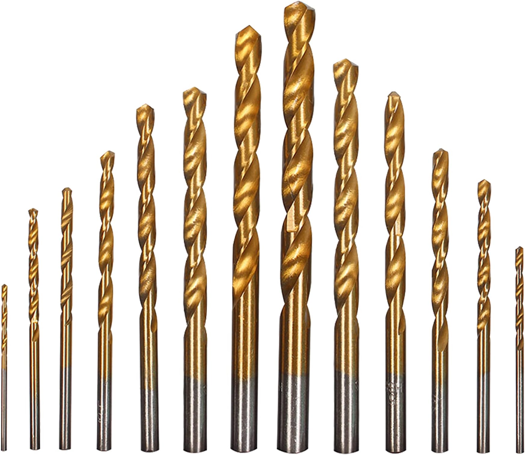 13 Pieces Twist Drill Bit Set, 1.5-6.5mm Titanium Coated HSS 4241 Extreme Heat Resistant Twist Drill Bits, for Wood, Plastic and Soft Metal Sheet