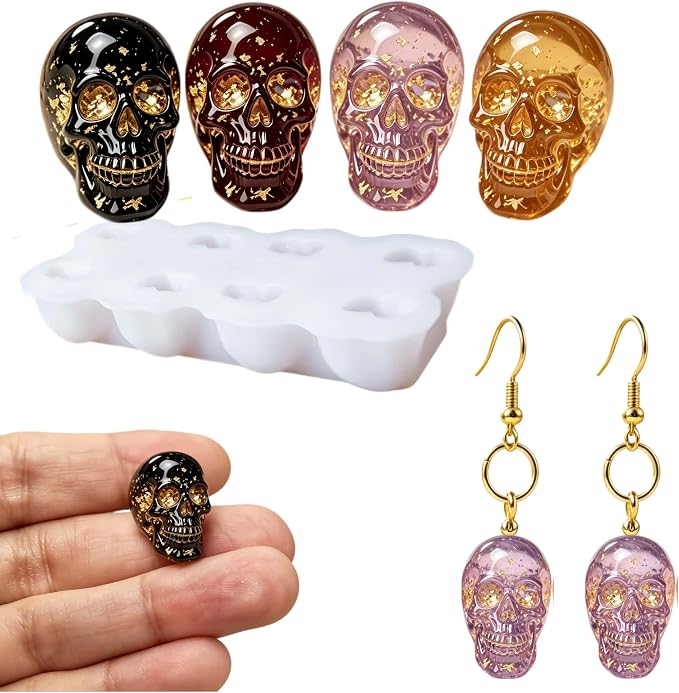 8 Cavity Mini Skull Silicone Resin Mold for DIY Earring Z0263