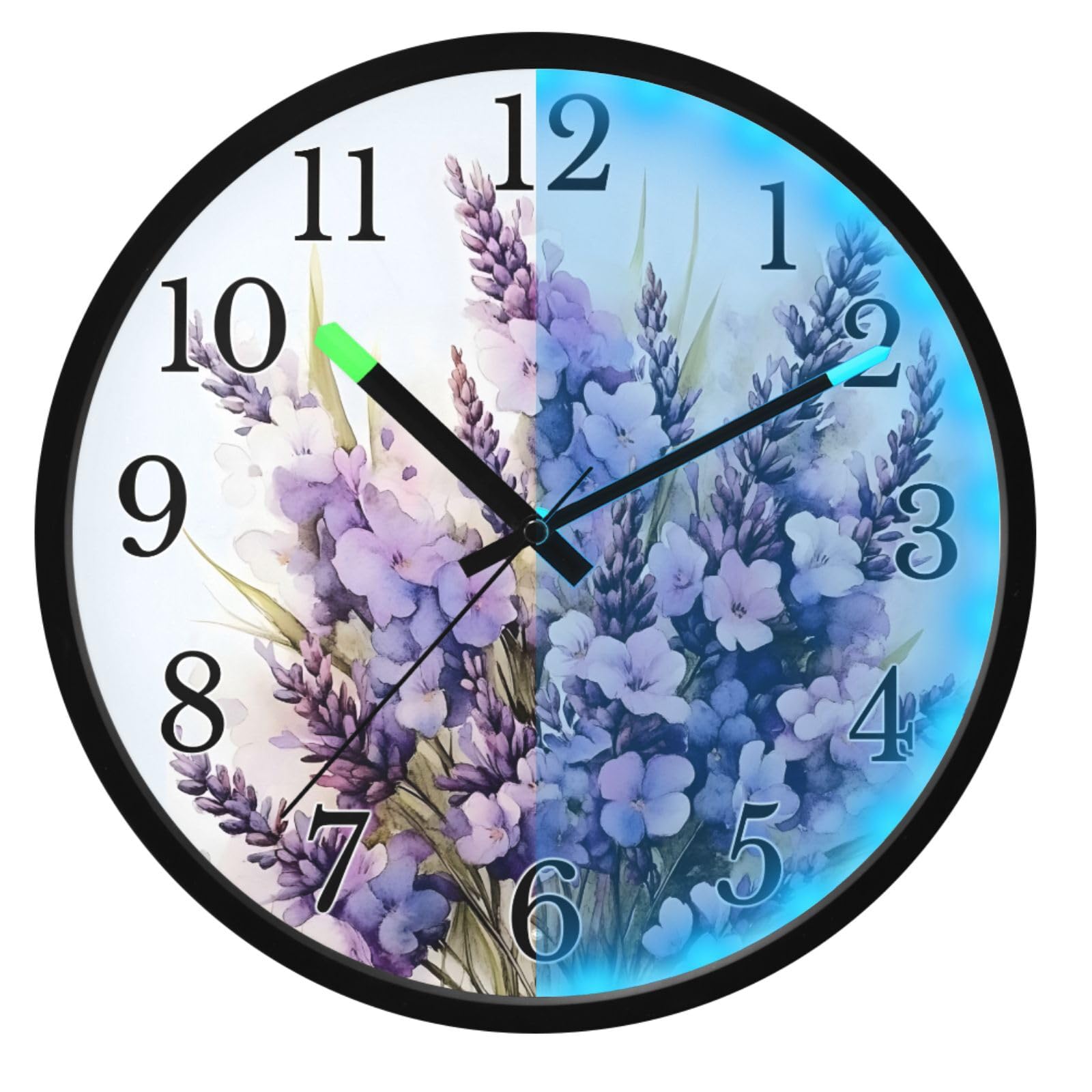 Horloge murale lumineuse phosphorescente à piles sans tic-tac