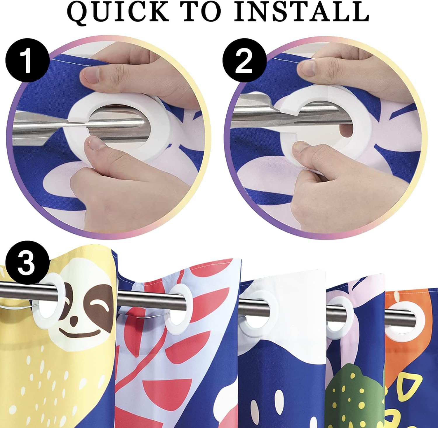 Fabric Shower Curtain No Hooks Needed Soft Microfiber & Waterproof - Animal Plant Marine Pattern Design 72" x 78" Inch Shower Curtain or Liner Washable (Shower-Curtain-Marine Animals)