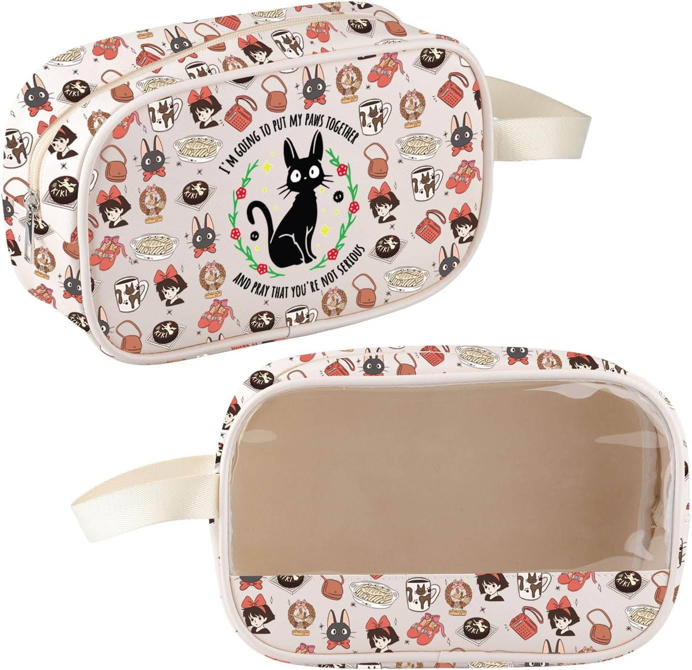 CMNIM Kiki Delivery Inspired Gifts Anime Fan Gifts for Baking Lover Black Cat Jiji Cosmetic Pouch Bakery Clear Makeup Bag (251118 K Anime Bag)