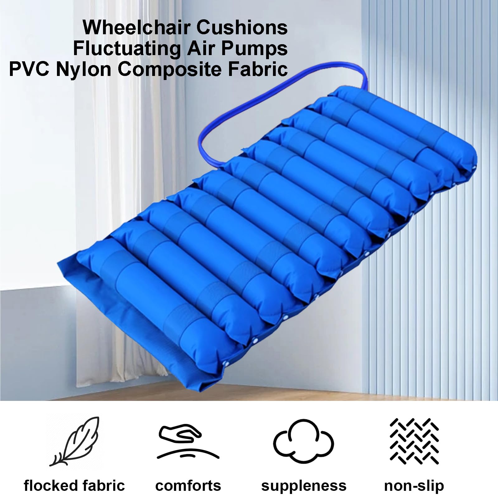 Cojín de presión alterna para silla de ruedas, almohadilla inflable para asiento de aire con bomba para posoperatorio y sentado a largo plazo, alivia las úlceras de presión