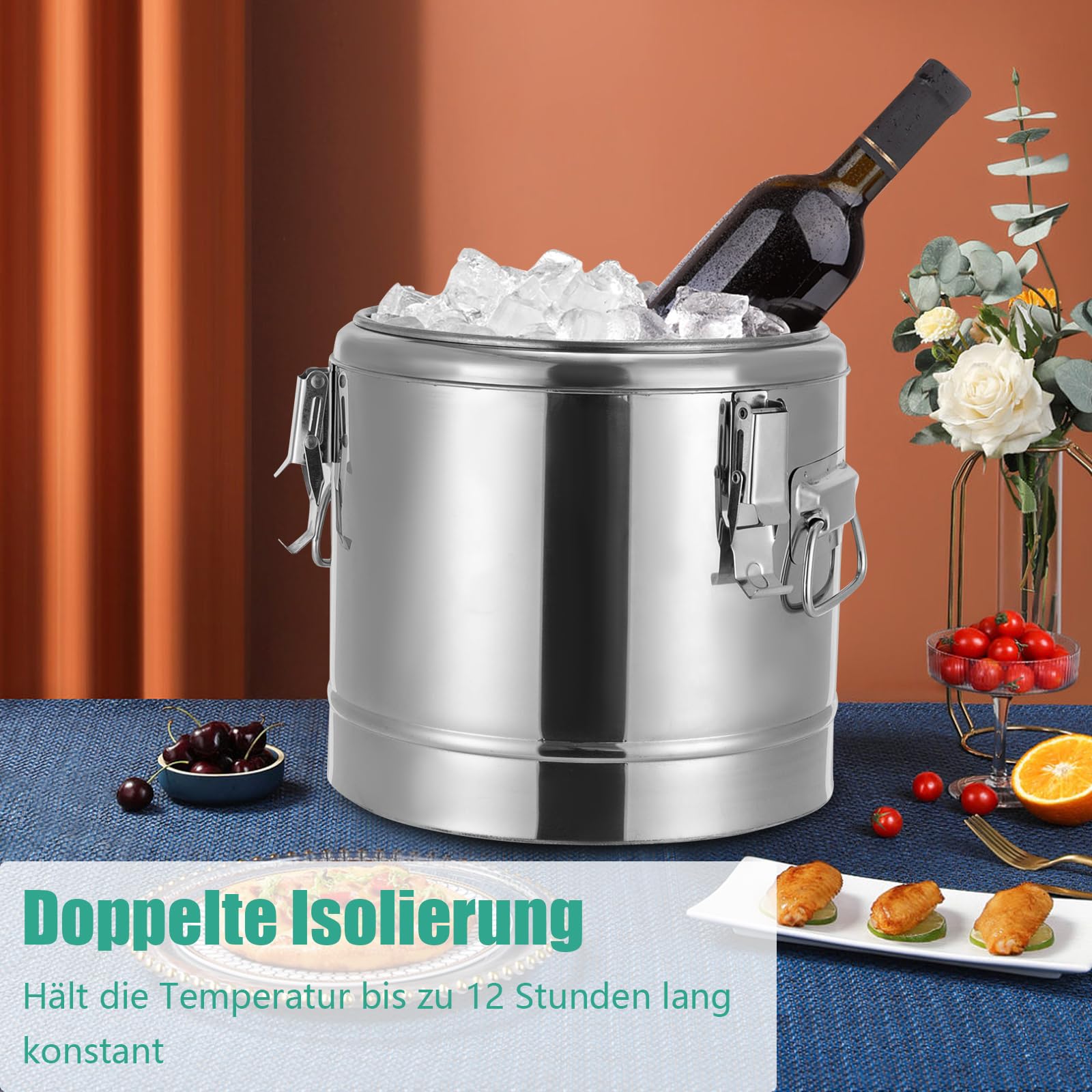 Begoniape Edelstahl-Isoliereimer 20 Liter – Für Suppe, Getränke, Warmes Essen