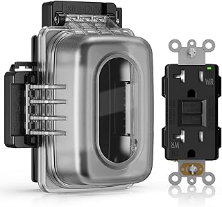 ELEGRP Outdoor GFCI Outlet with Extra-Duty in Use Cover, 20 Amp TRWR Self-Test GFI Receptacle, 1 Gang Weather Resistant in-Use Cover, Lockable, Horizontal/Vertical Mount, UL Listed, 1 Pack, Black