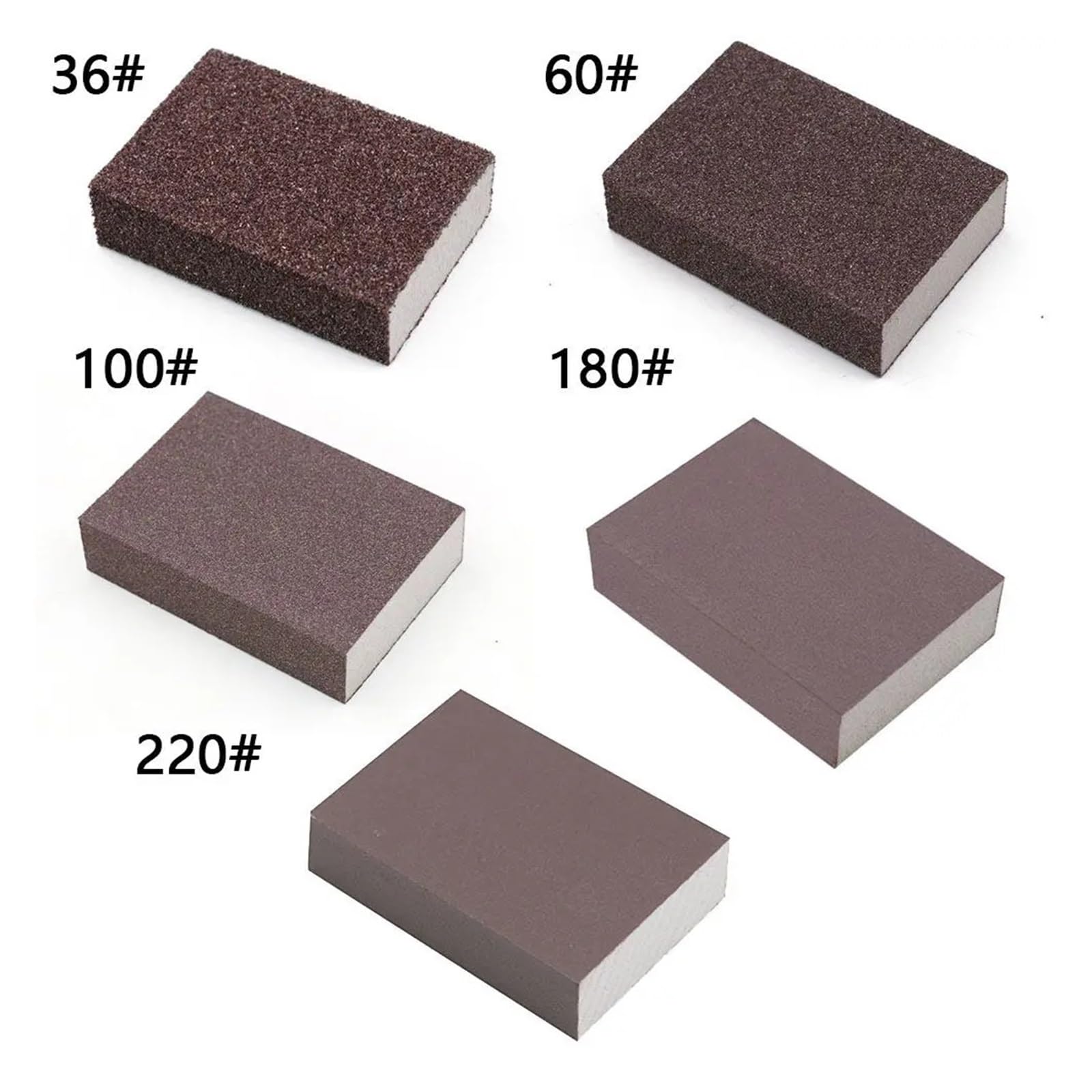 blocco di spugna per levigatura, 5 pezzi di spugna abrasiva for metallo, plastica, legno, vernice, da grossa a extra fine(60)
