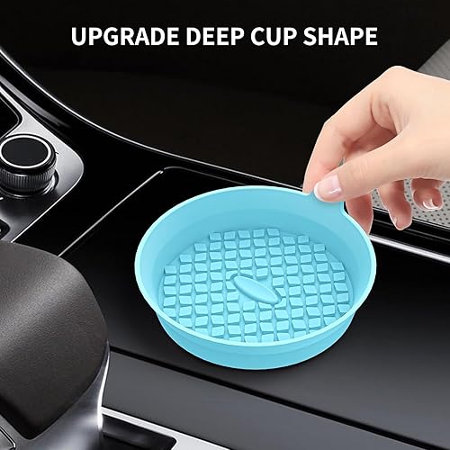 Miniatura 4 de ME.FAN Portavasos para automóvil (paquete de 4) tapetes de silicona para tazas, accesorios interiores universales antideslizantes para empotrar,