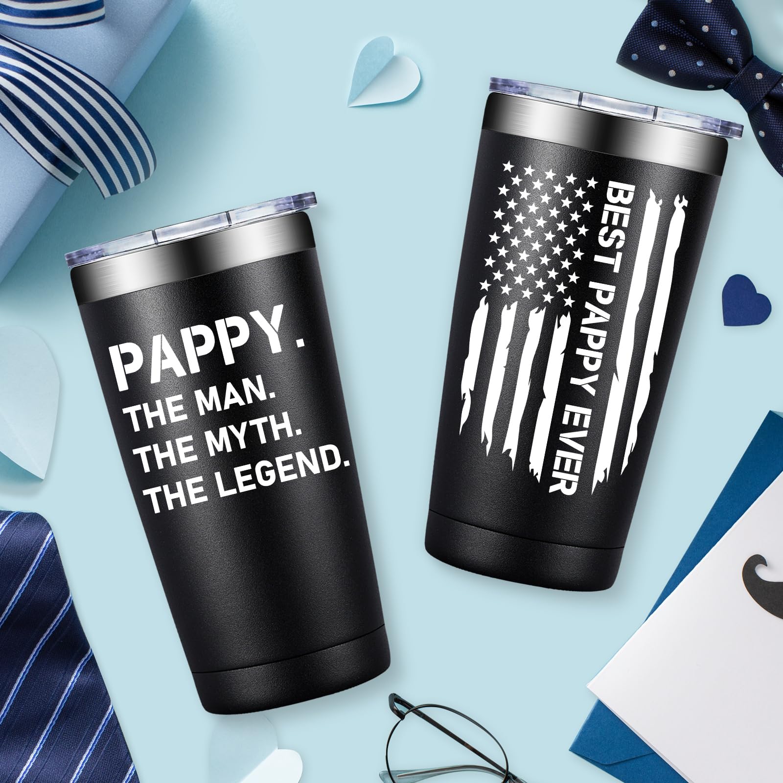 BIRGILT Pappy Fathers Day Gift - Best Pappy Gifts from Grandkids - 20oz Tumbler Cup