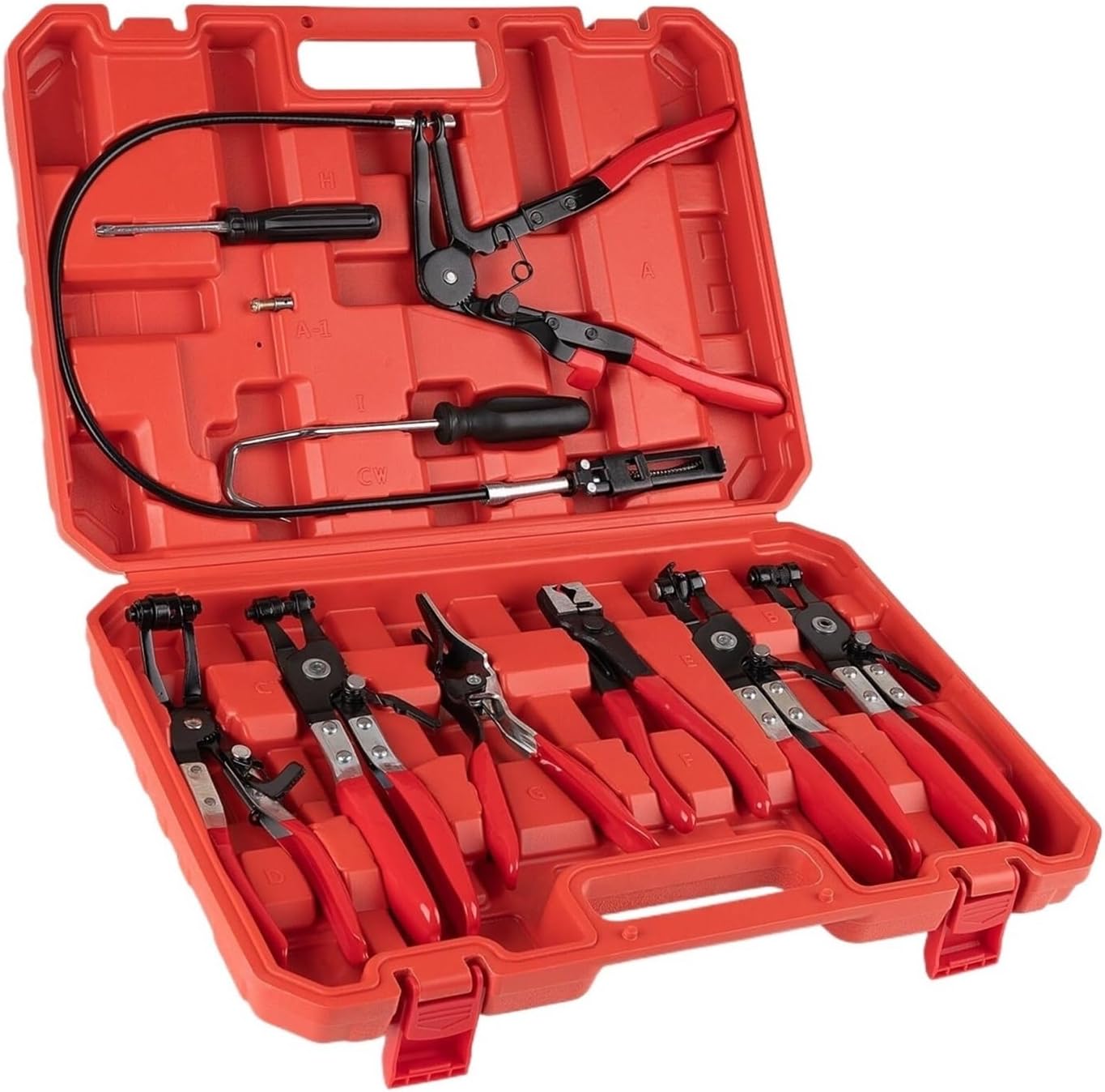 9-Piece Hose Clamp Pliers Set, Automotive Removal Tool Kit For Radiator Coolant Heater Water Lines, Flexible Long Reach Clamp Pliers For Car Truck Engine Repair