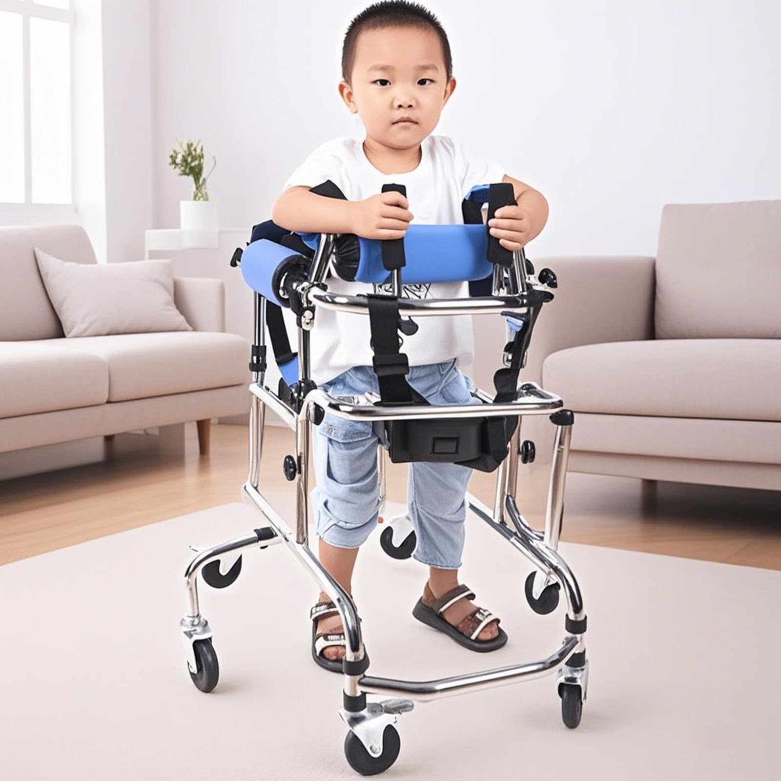 Faltbarer Rollator mit Sitz und 6 Rädern, leichte Aluminium-Mobilitätshilfe für Training und Unterstützung