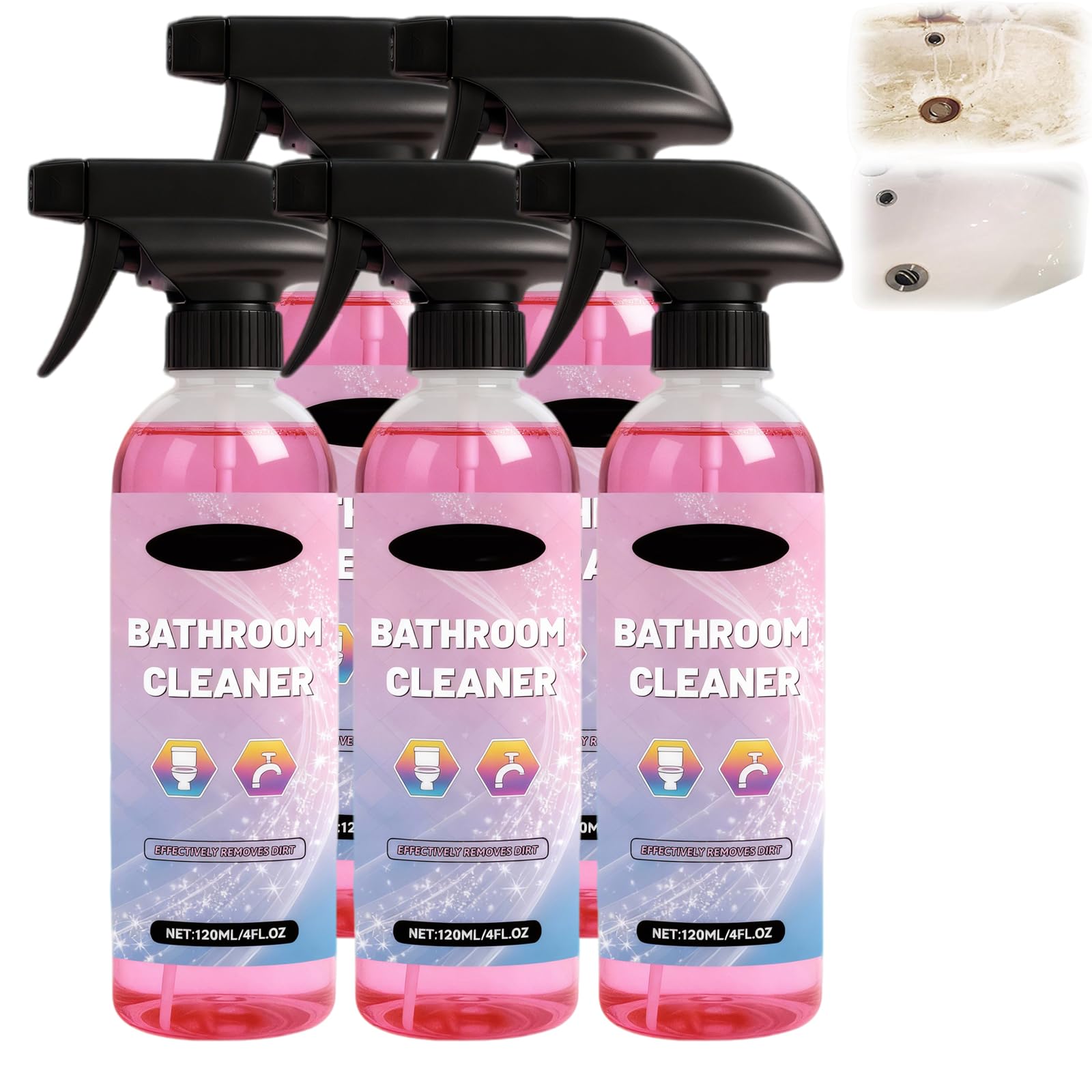 Leistungsstarkes Badezimmer-Schaum-Reinigungsspray, Reiniger Für Toilette, Badewanne, Waschbecken, Fliesenboden, Haushaltsreinigungsmittel, Allzweck-Badezimmer-Entkalker-Schaum-Reiniger. (5PCS)