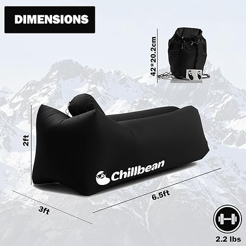 Miniatura 2 de Tumbona inflable, tumbona inflable con almohada, sofá inflable de playa, sofá de nailon de una sola capa antifugas para acampar al aire libre,