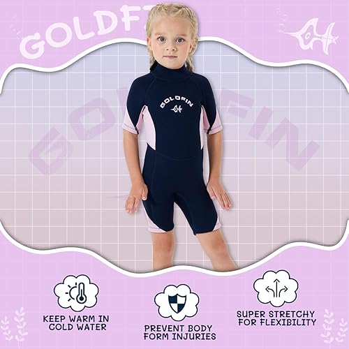 Miniatura 5 de Goldfin Traje de neopreno para niños y niñas, de 0.118 pulgadas, con cremallera trasera, para niños y jóvenes, para mantener el calor para agua
