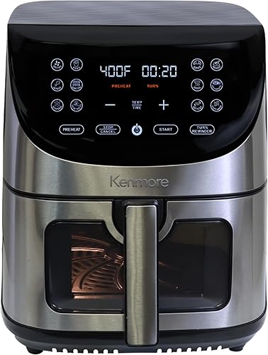 Miniatura 7 de Kenmore Freidora de aire de 8 cuartos de galón, tamaño familiar, 1700 W, 12 funciones de cocción preestablecidas, pantalla táctil digital,