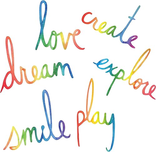 Miniatura 7 de RW-6006+7 calcomanías inspiradoras coloridas de pared Love Dream Smile Calcomanías de pared Play Create Explore Calcomanías de vinilo DIY Palabras