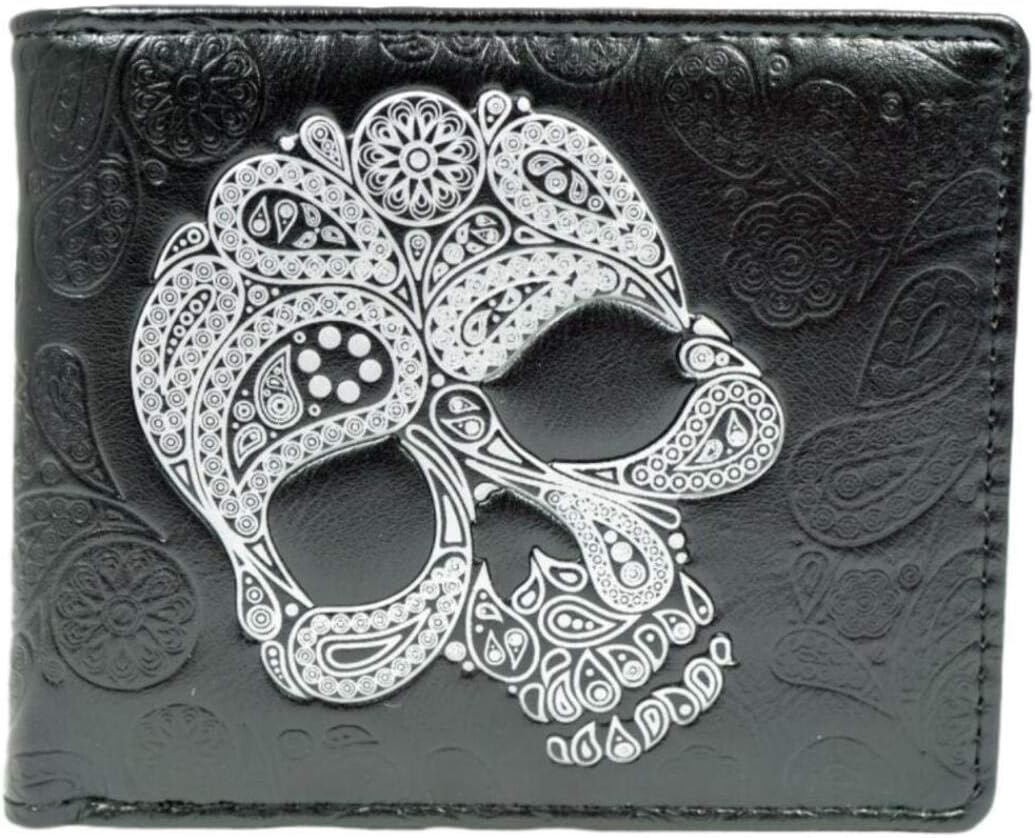 Shagwear Abstract Skull Men's Bi-Fold Wallet, Black