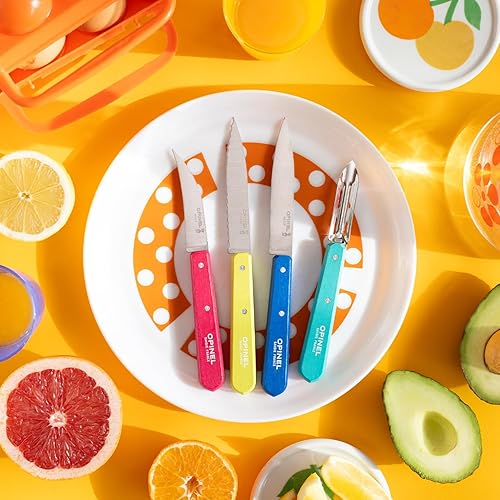 Miniatura 62 de Opinel Les Essentials - Juego de cuchillos de cocina pequeños de 4 piezas, cuchillo de pelar, cuchillo dentado, pelador, cuchillo para verduras, 50S