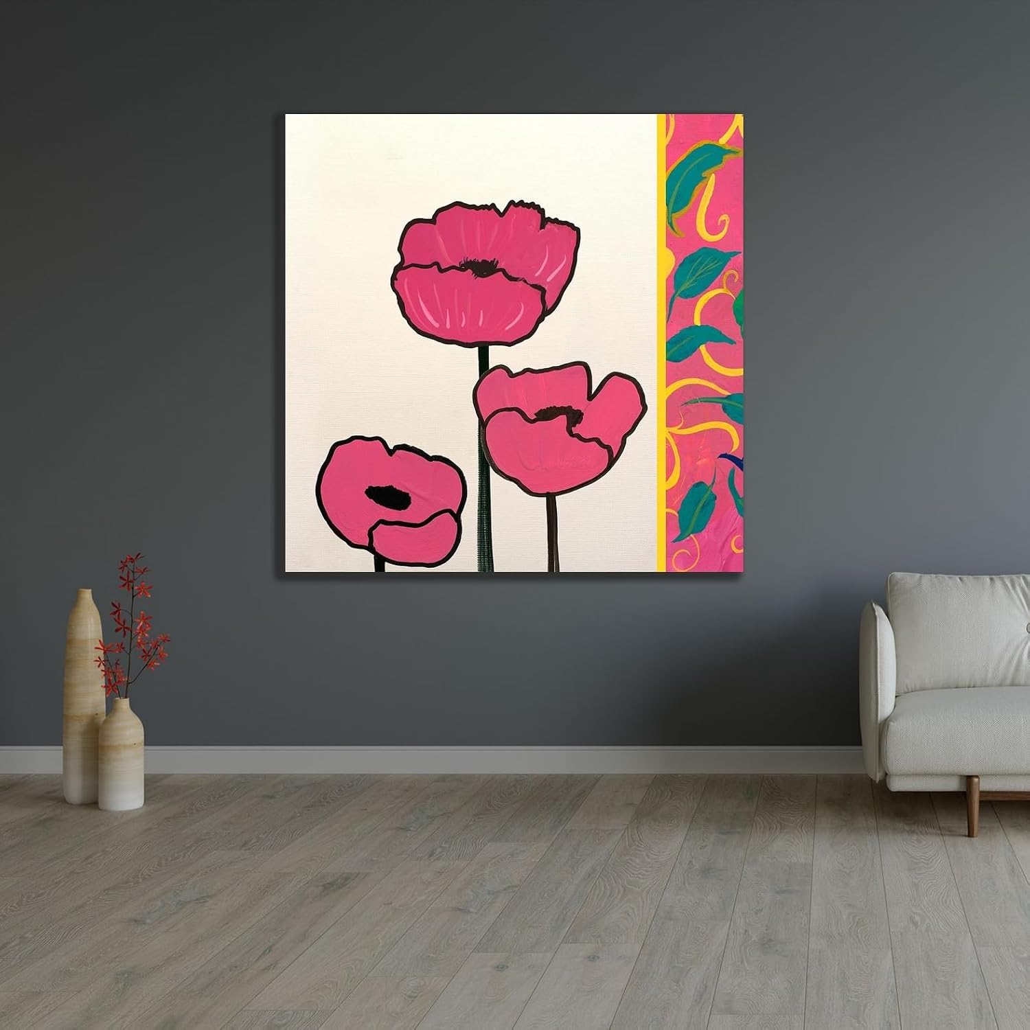 ArtDirect Pink Whimsical Floral II Unframed Art Print Giclee Poster by Maria, Robin - Ready for Framing with Customization Sizes 8x8, 11x11, 16x16, 24x24, 36x36, and 48x48 Inches