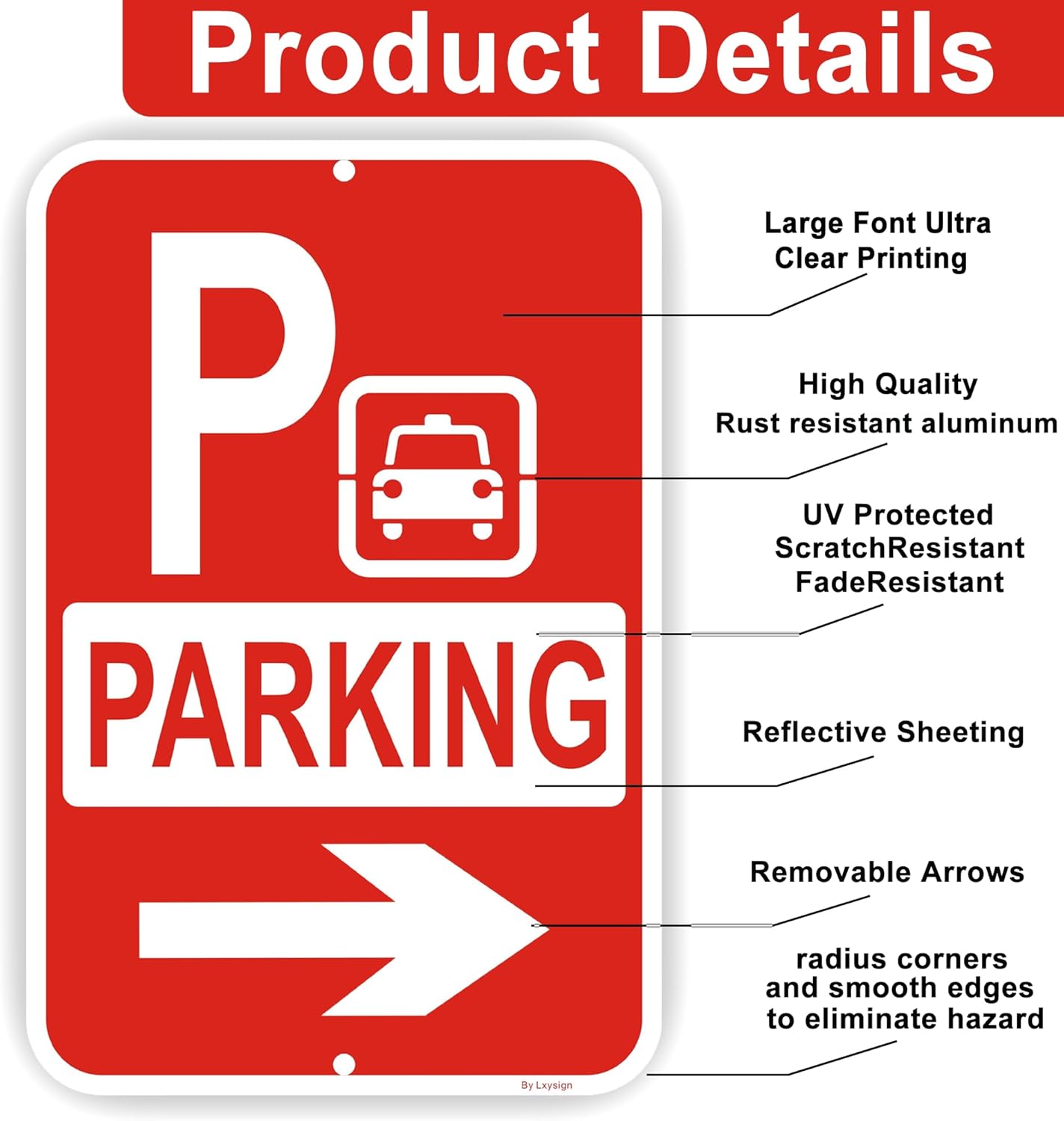 (2Pack) Parking Sign with Directional Arrows, Event Parking Signs 18"x12" Reflective Aluminum Sign, for Event Outdoor Yard Lawn, Adjustable Arrow Direction