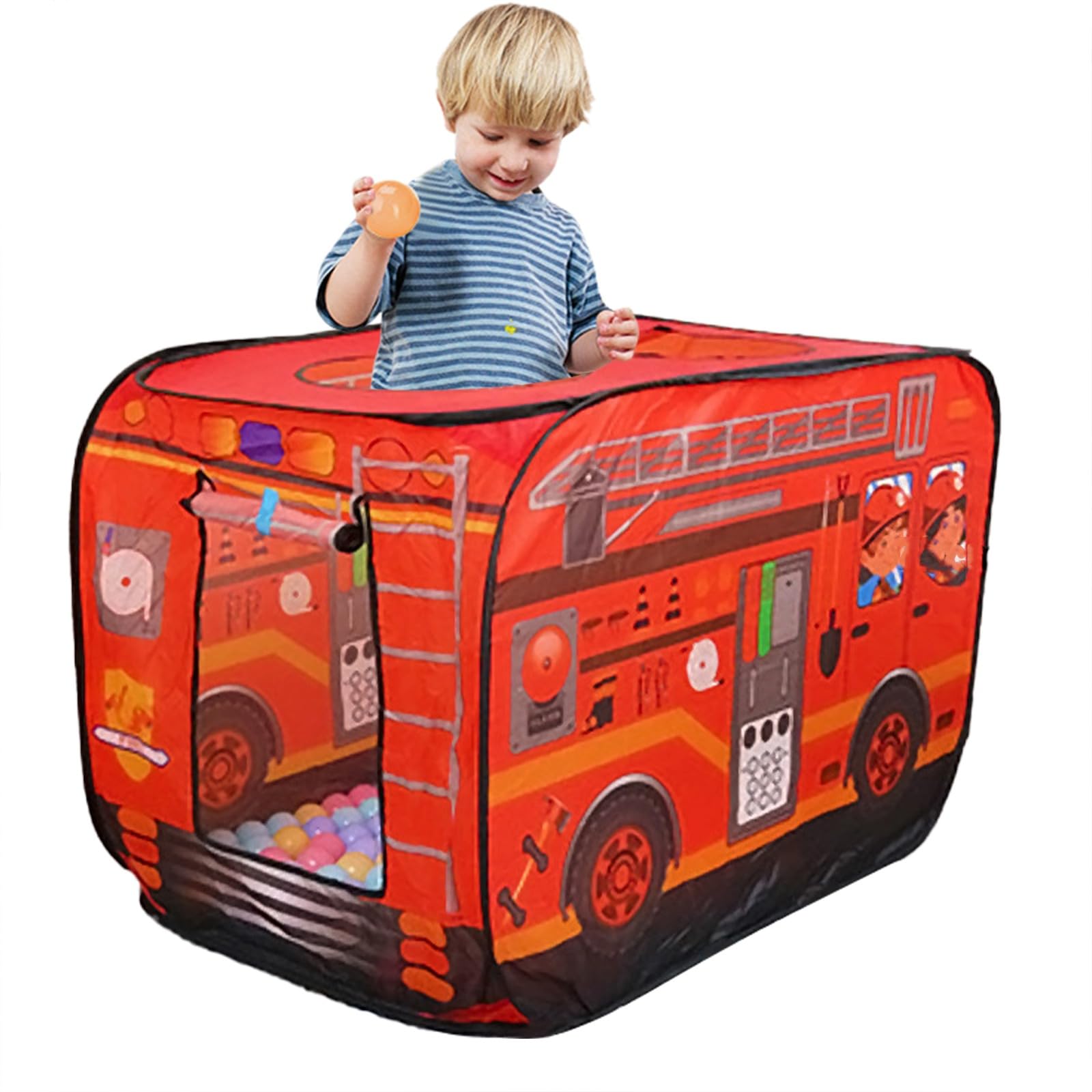 Takezuaa Kids Pop Up Tent Foldable Play Tent,Tents Set Up Free Play Equipment for Children,Indoor Outdoor Children's Playhouse Crawling Bus Toy with Carry Bag for Girls Boys Toddler,Red