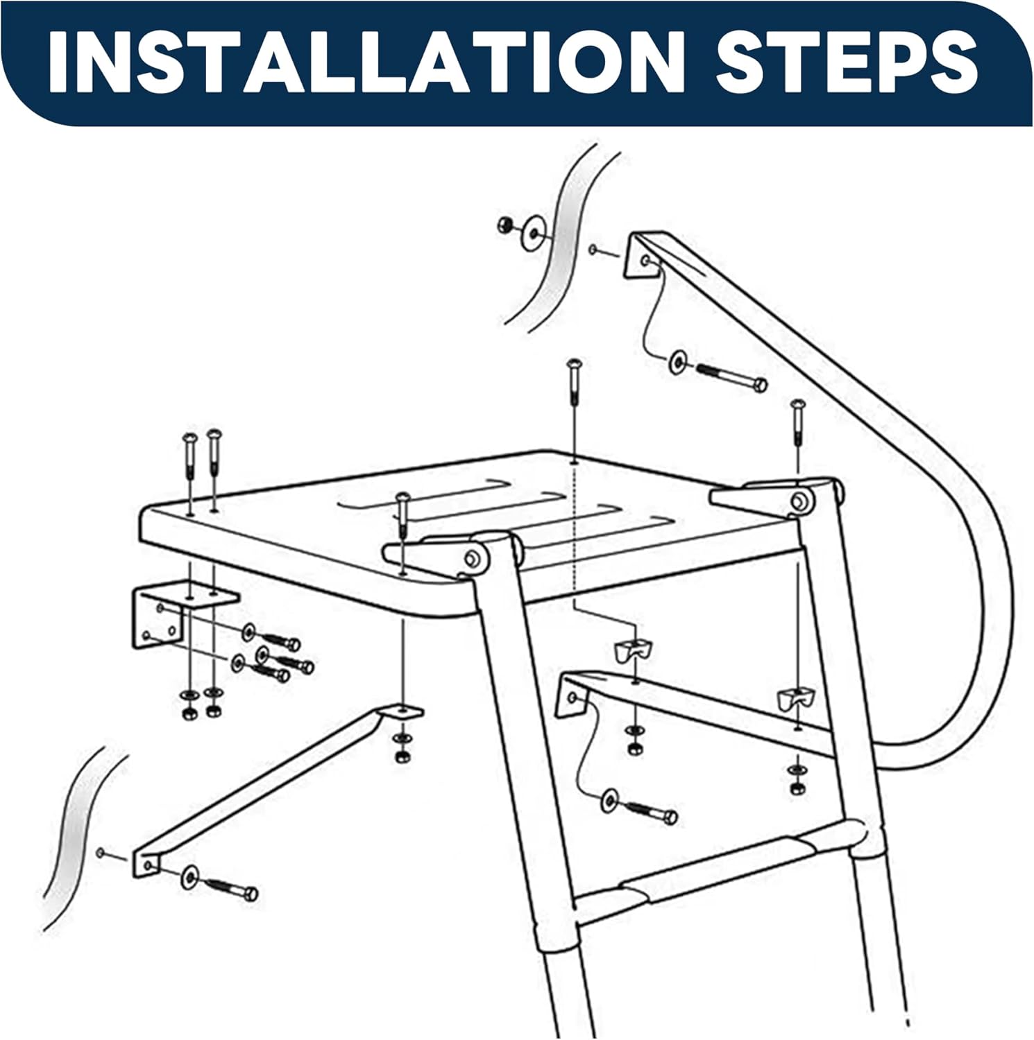 3-Step Boat Ladder with Swim Platform,Stainless Steel Dock Ladder with ABS Swim Platform 2 Handrails,500LBS Telescopic Boarding Ladder Dive Ladder for Pontoon Yacht