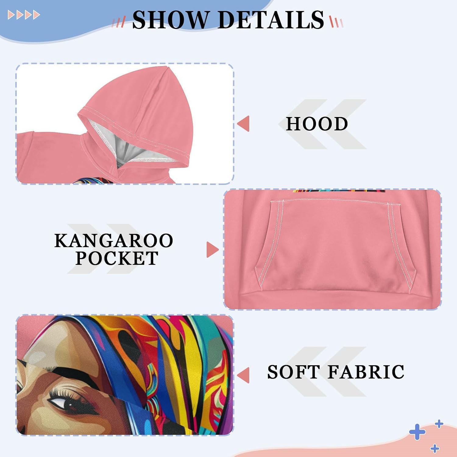 ALAZA african American Woman Portrait Hoodies Sweatshirt for Boys Girls Kids Hooded Pullover Top