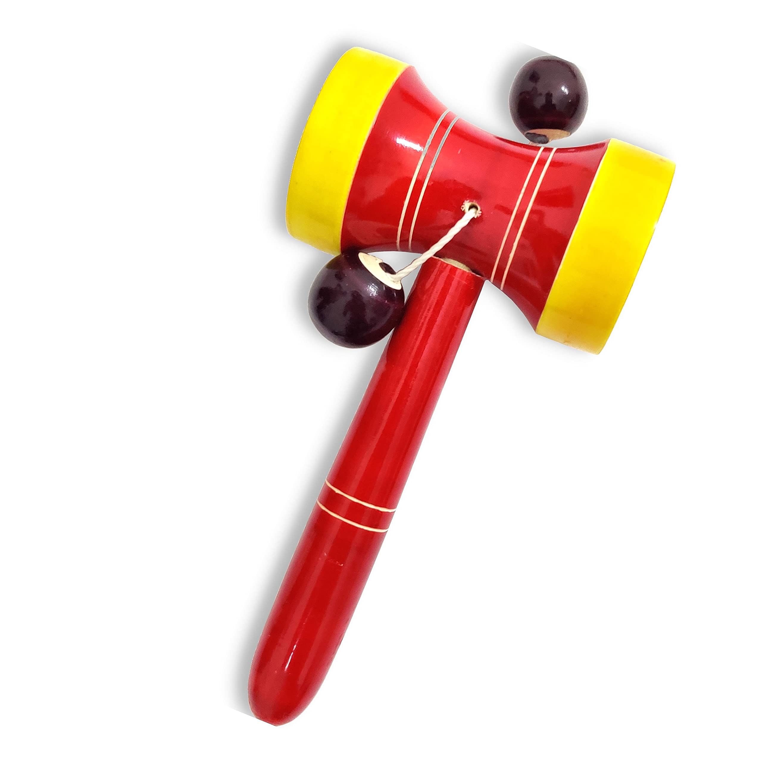 ZEROONECRAFTWooden Handmade Non Toxic Channapatna Colourful Rattle Toys for New Born Baby (Pack of 1)