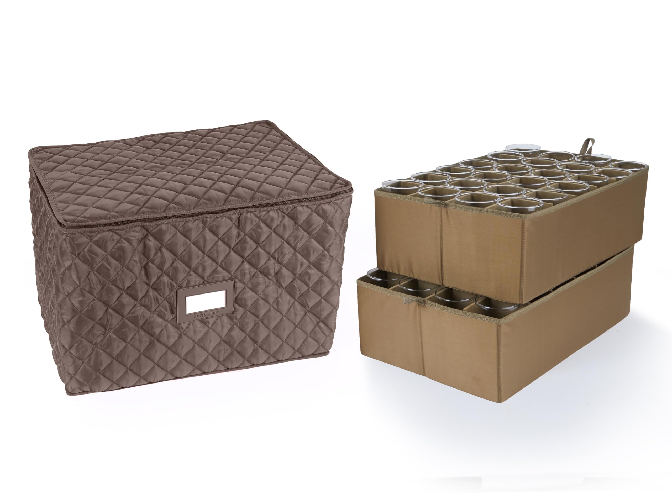 Covermates Keepsakes - Adjustable Glassware Storage - Padded Protection - ID Window - Stain Resistant - Machine Washable - China Storage, Bronze
