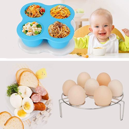 Miniatura 6 de Accesorios de 3 cuartos de galón para olla instantánea, incluyendo barril para hornear pasteles, cesta de vapor, tapa de vidrio templado, anillos de