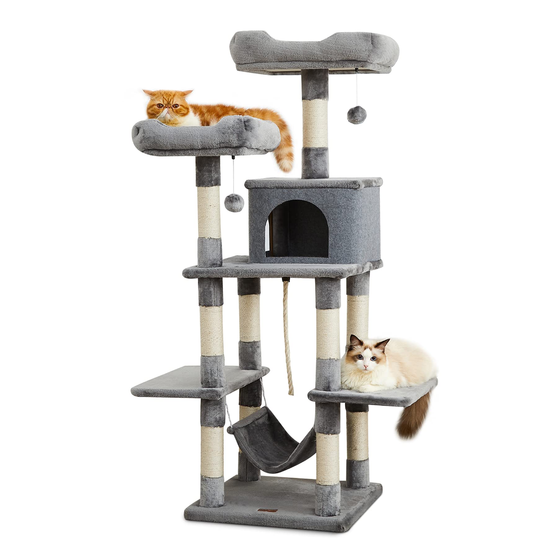 Lesure Large Cat Tree for Indoor Cats - 6 Levels Tall Cat Tower for Large Cat with Kittens Condo, Scratching Post and Hamm...