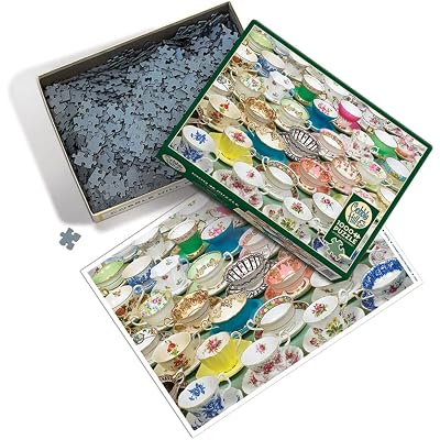 Cobble Hill 1000 Piece Puzzle - Teacups - Sample Poster Included