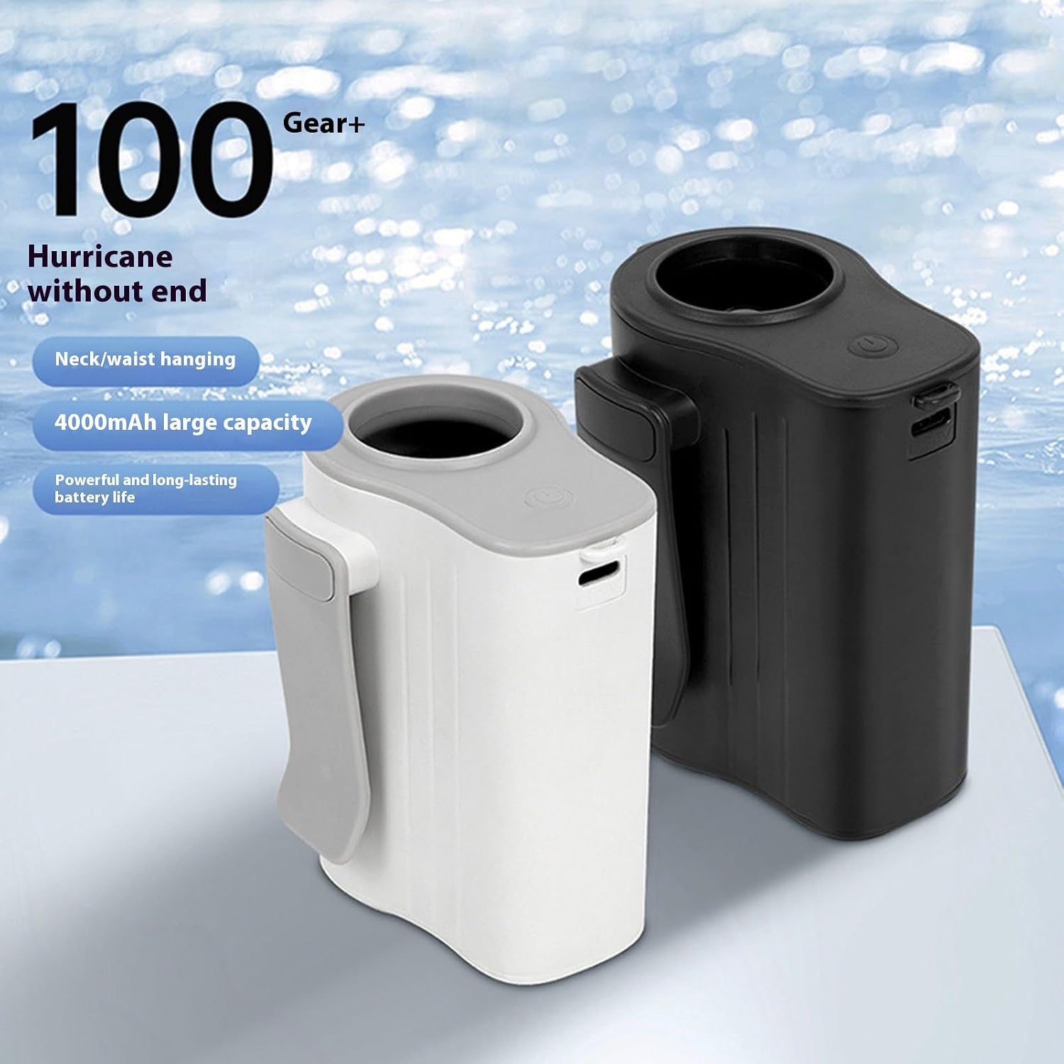 Outdoor Waist Fan Belt Rechargable Cooling 4000mAh Clip ABS Texture Suitable for Outdoor Hiking Camping Rechargeable Small Fan